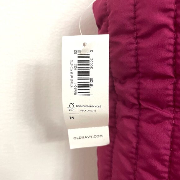 Old Navy Fleece-Lined Quilted Puffer Vest Women's Sz M Purple Plum Maroon New - Picture 3 of 5